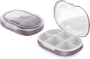 Pill Organizer, Pill Box 2 Pack, Small Pill Case for Purse & Pocket, Daily Medicine Vitamine Pill Box, Fish Oil Box, Supplement Box 2 Stuks (Six-Compartiment) (Russet)
