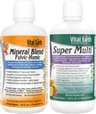 Vital Earth Minerals Detox & Wellness Support Fulvic Humic Mineral Blend with 70+ Trace Minerals + Super Multi, Liquid Multivitamines, MTHFR Support, 32 Oz Ea