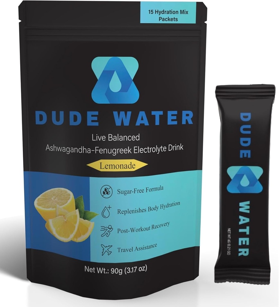Mélange de supplément d'hydratation - Poudre d'électrolyte infusée d'Ashwagandha, de Fenugreek et de vitamines essentielles. Remplit l'hydratation, soutient l'énergie, la santé des hormones, la force et la récupération.