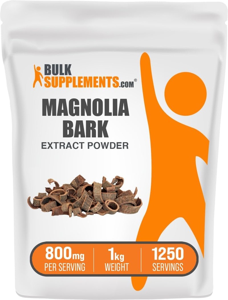BulkSupplements.com Magnolia Bark Extract Poeder - Magnolia Officinalis, Magnolia Bark Supplement, Magnolia Extract - Glutenvrij, 800mg per portie, 1kg (2,2 lbs) (verpakking van 1)
