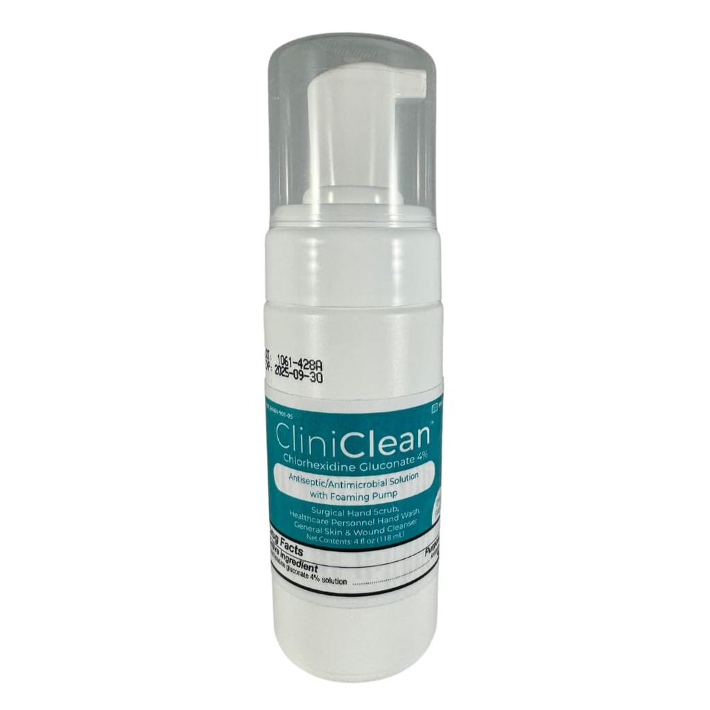 Veelzijdige, antiseptische oplossing die Chloorhexidine Gluconaat 4% (CHG) bevat, reukloos, kleurstofvrij, patiënt pre-op prep, personal handwash, handscrub (4oz. schuimpomp) (1 fles)