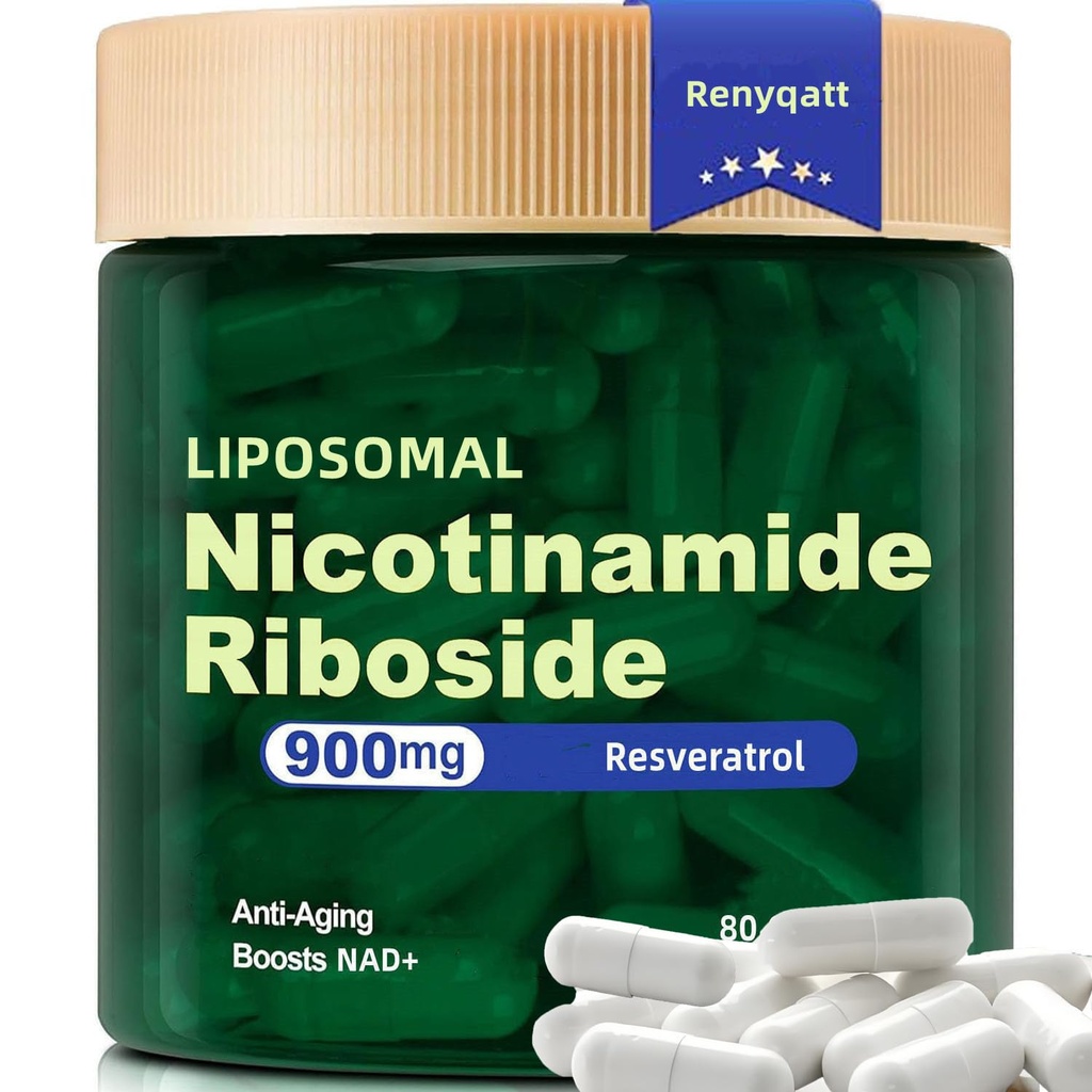 Supplément Renyqatt NAD+ - Riboside de Nicotinamide liposomique - Supplément anti-âge, énergie, focus - 80 capsules(1B)