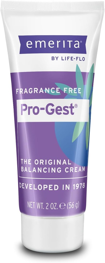 Emerita by Life-flo Pro-Gest Crème Balancing - Progestérone Crème pour femmes - Crème Balancing Originale avec USP Progestérone de Yam sauvage, Sans fragrance, Fabriqué sans parabènes, Garantie de 60 jours, 2oz