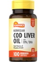 Sundance Norwegian Cod Liver Oil 100 Softgels met EPA en DHA Goede Bron van Vitaminen A & D Niet-GMO en Glutenvrij Supplement