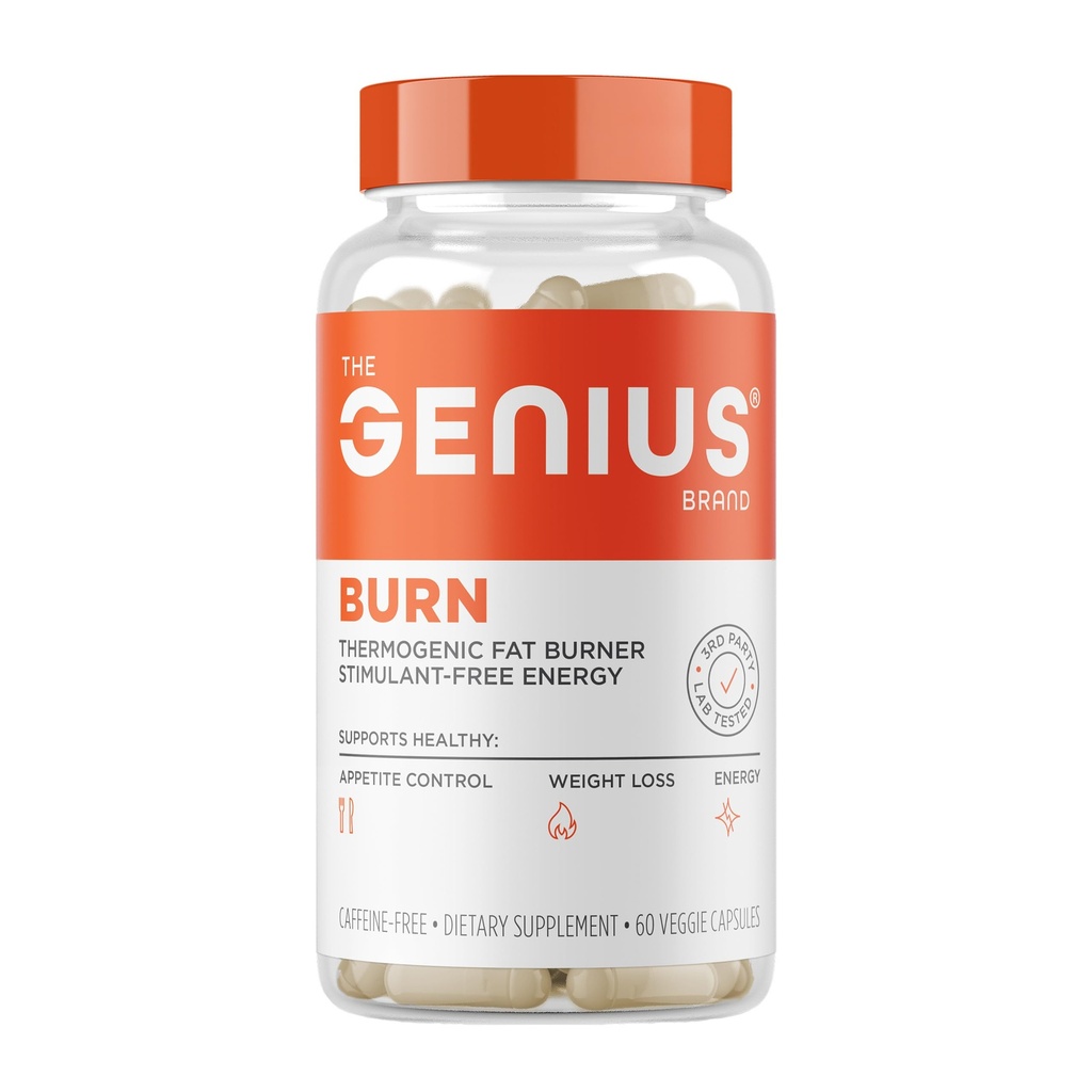 Genius Thermogenic Fat Burner, 60 Diet Veggie Pillen - Gewichtsverlies & Metabolisme Supplement, Appetite Suppressant & Energy Booster - Cafeïnevrije Nootropic Focus & Brain Boost - Ashwagandha & TeaCrine