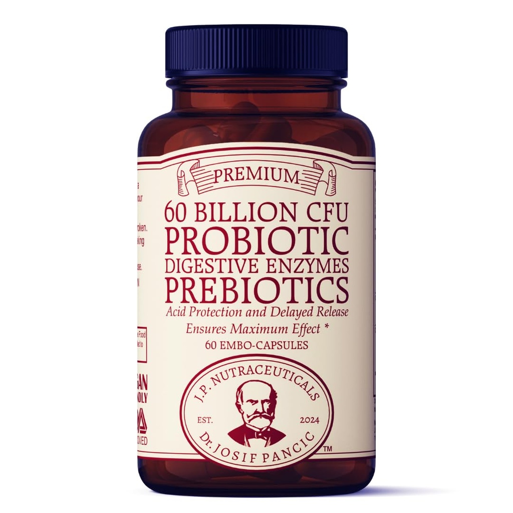 Supplément probiotique et prébiotique, 60 milliards d'UFC, enzymes digestives, protection contre les acides, libération retardée, 60 capsules, approvisionnement de 60 jours