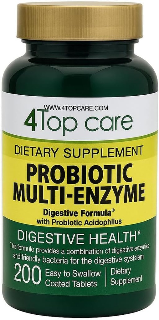 Probiotische Multi-Enzymen met Prebiotica en Probiotische Acidophilus voor Digestieve en Gut Health, Het verstrekken van verlichting van Maaltijden ongemak en Bloating. Dieetsupplement, 200 Tel.
