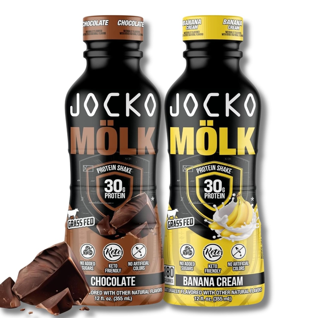 Jocko Fuel Mölk RTD Proteine Shakes Bundle - Chocolate & Banana Cream (24 Pack Total)