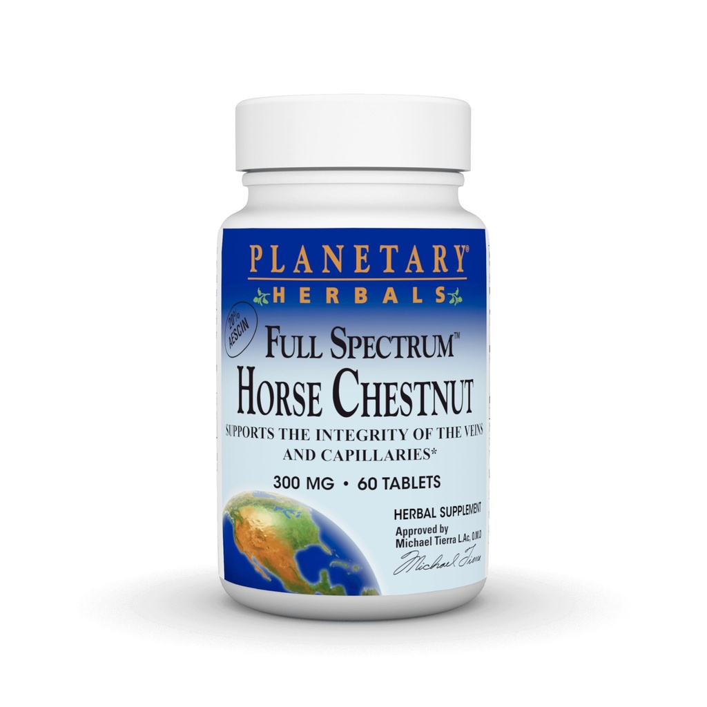 Planetary Herbals Full Spectrum Horse Chestnut, 500 mg - 60 Tablets | Supports The Integrity of The Veins and Capillaries