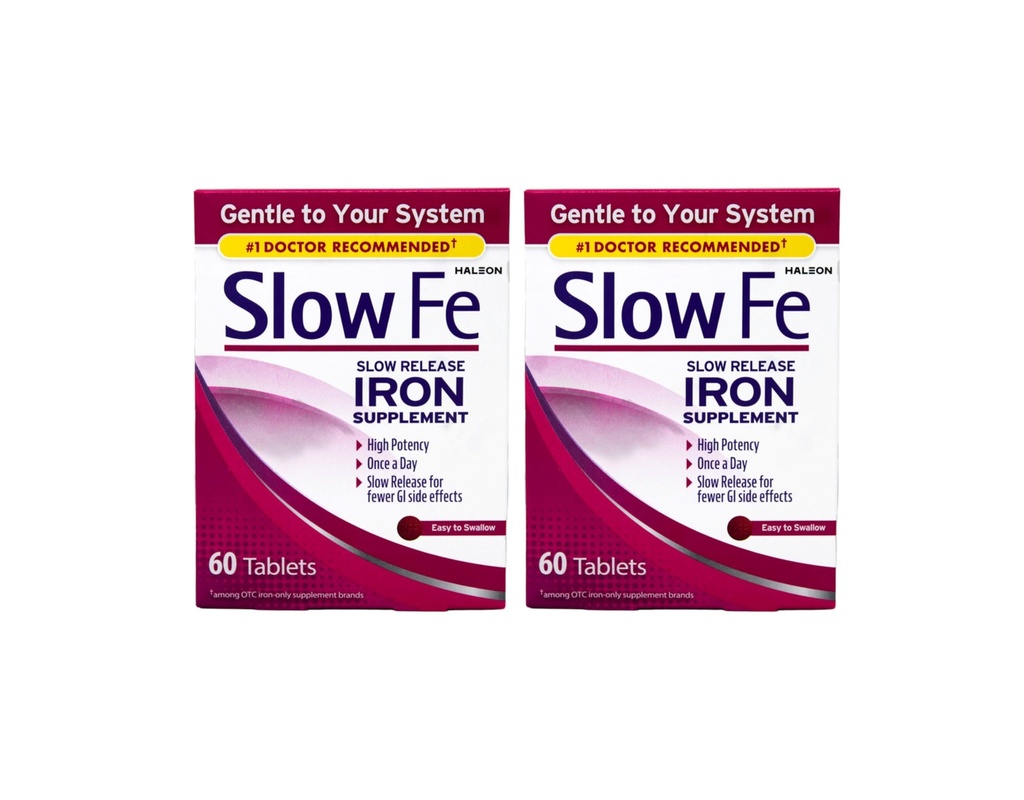 Fé lent, fer à haute puissance 45 mg, libération lente - 60 comprimés - boîte de 2