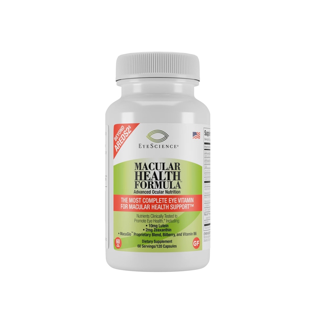 EyeScience Macular Health Beyond AREDS2 Formula, Advanced Ocular Vitamin - Bevat luteïne, zeaxanthine, bosbes en vitamine C, D, E en B6 (60 dagen levering)