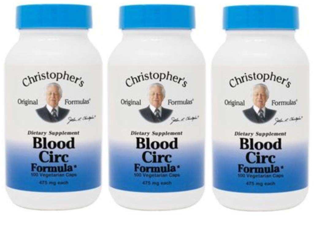 Christopher's Original Formulas Blood Circ Formula Capsules, Herbal Supplement voor Cardiovasculaire en Circulatoire Wellness, 100 Capsules - Verpakking van 3