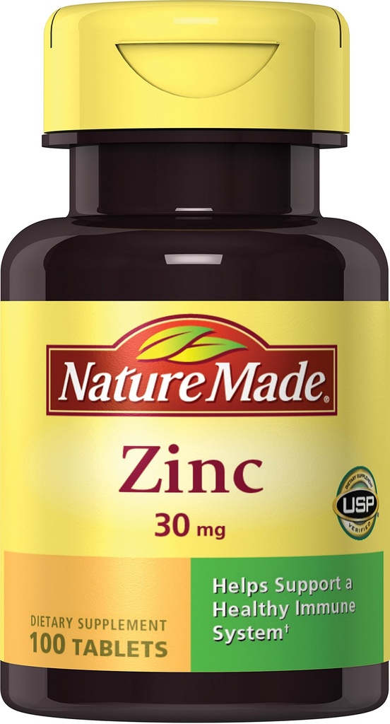 Zinc naturel 30mg, 100 comprimés (paquet de 6)
