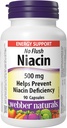 Webber Naturals No Flush Niacin Vitamin B3 Capsule, 500mg 90 Count