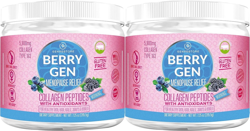 Menopauze Morning Collageen Powder with Antioxidants - 60 Servings (2 Pack) - Geformuleerd met Type 1 en 3 Collageen - Energy Support, and Relief from Discomfort - Made in the USA