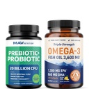 Omega 3 Visolie en Probiotische Capsules Triple Strength EPA & DHA met Probiotic Gut Health & Immune Support Supplement