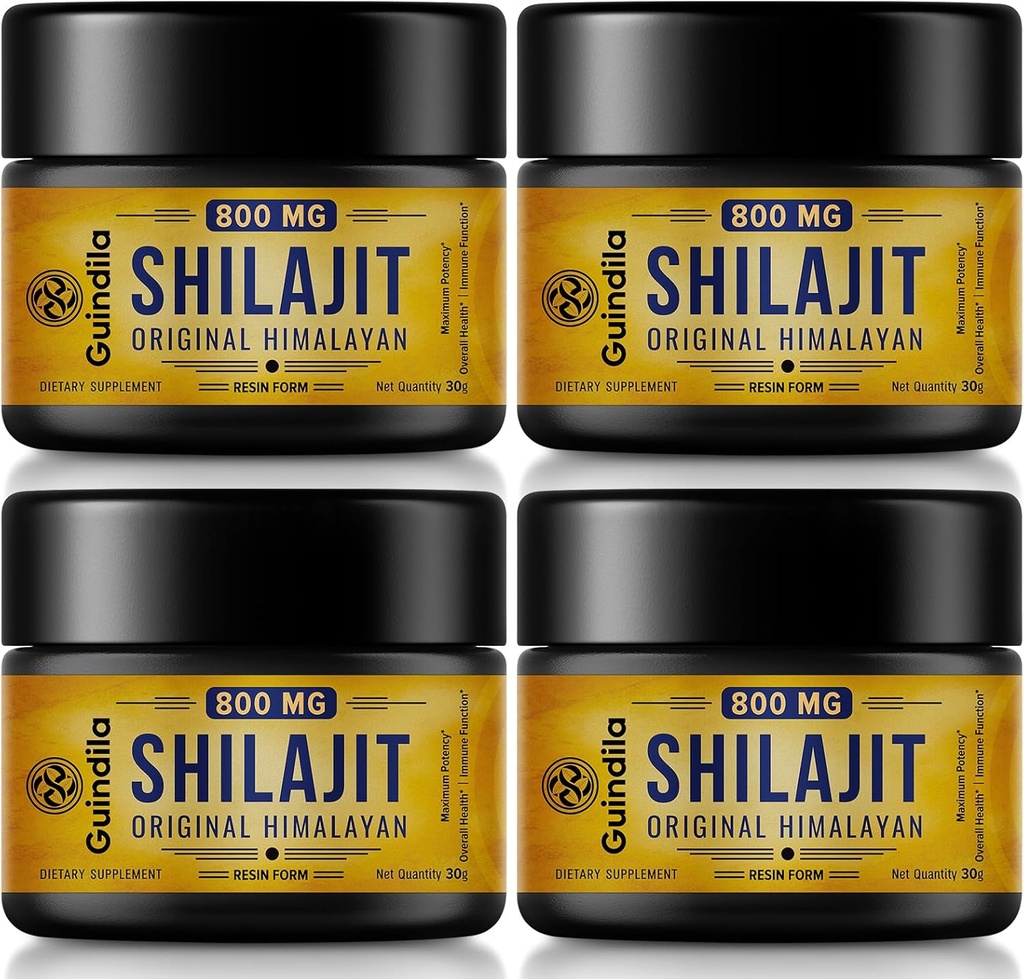 800mg Shilajit Supplement-Shilajit Pure Himalaya Organic Shilajit Resin with Maximum Potency,Original from Himalaya with 85+Trace Minerals & Fulvic Acid for Focus & Energy,Immunity,4 Packs