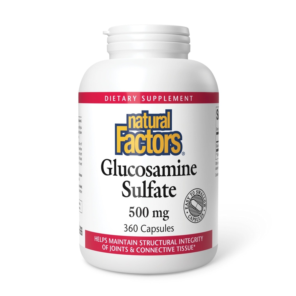 Natuurlijke factoren, Glucosaminesulfaat, ondersteunt gezonde gezamenlijke mobiliteit, cartilage en connectief weefsel, 360 capsules
