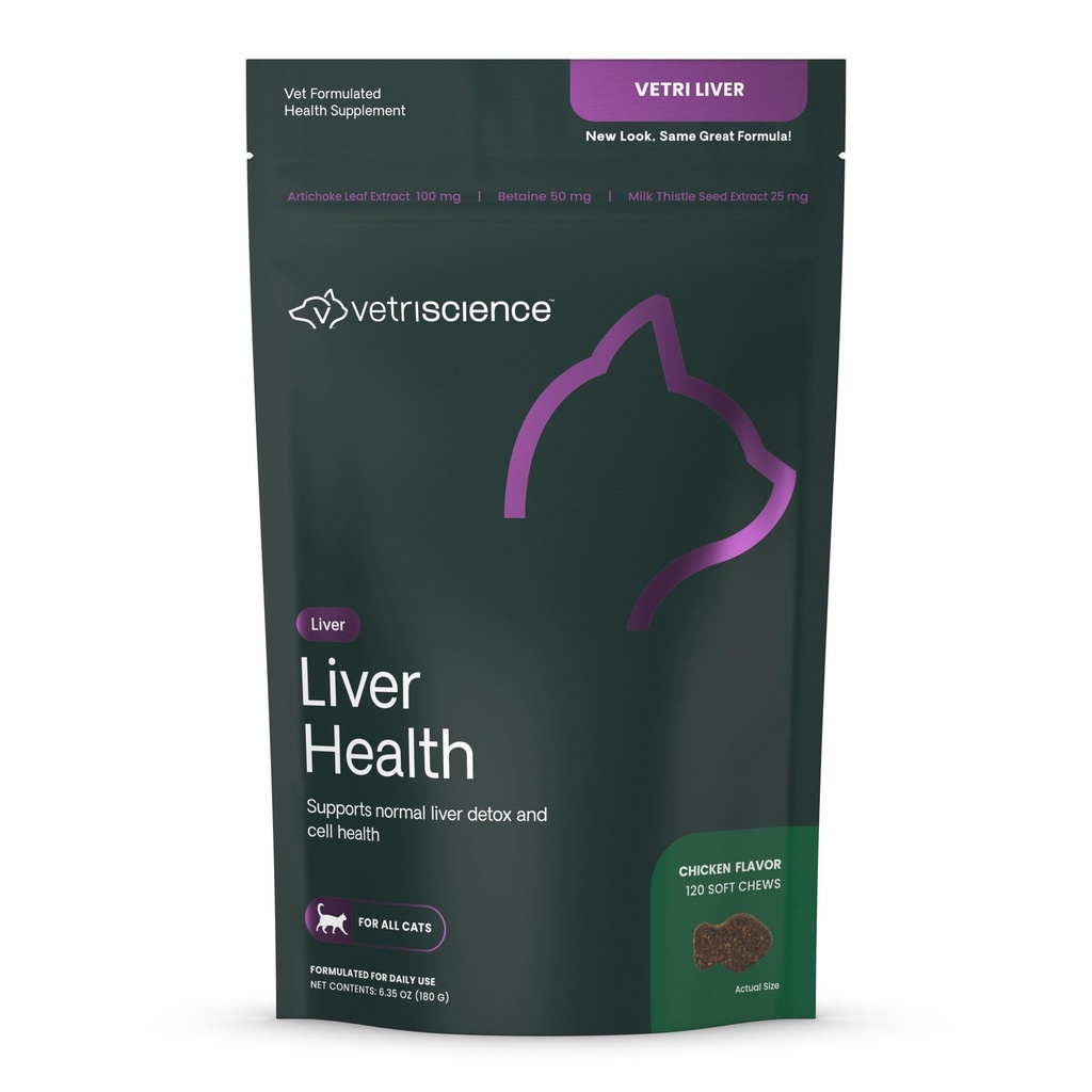 VÉTRISCIENCE Vetri Feline du foie, saveur de poulet, 120 Chews - Supplément de soutien du foie avancé pour les chats avec chardon de lait, DMG et Isolate de protéines de lactosérum