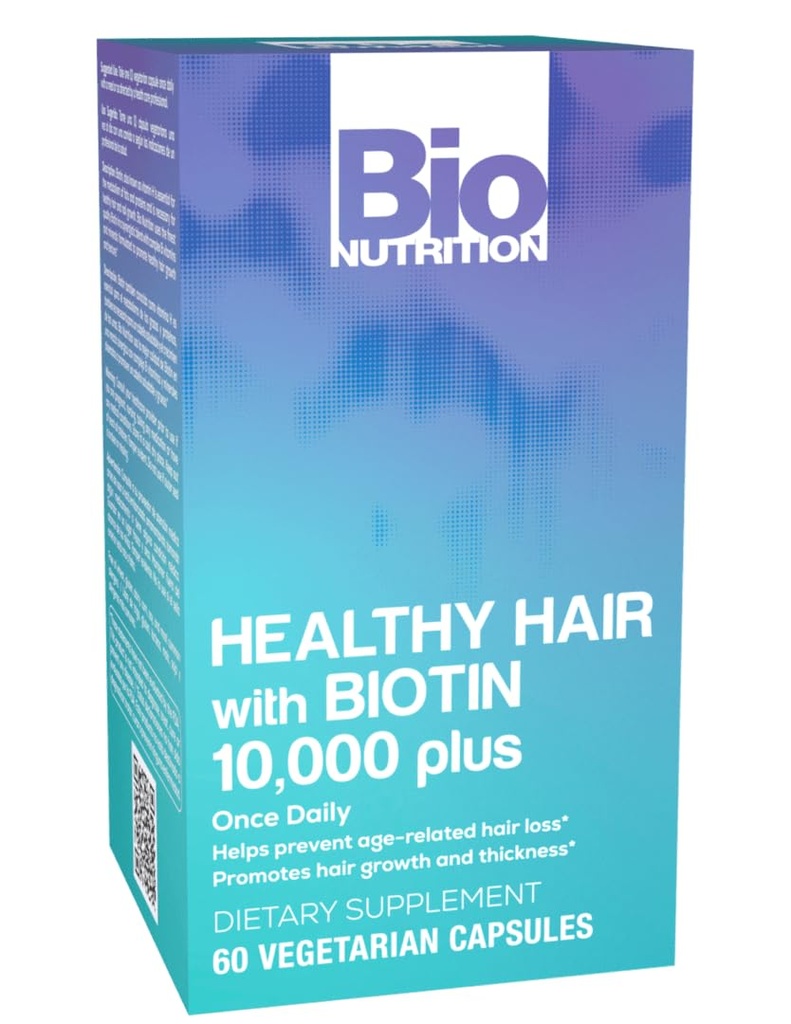 Bio Voeding Gezonde Haar Ondersteuning met Biotin 60 Vegetarische Capsules 