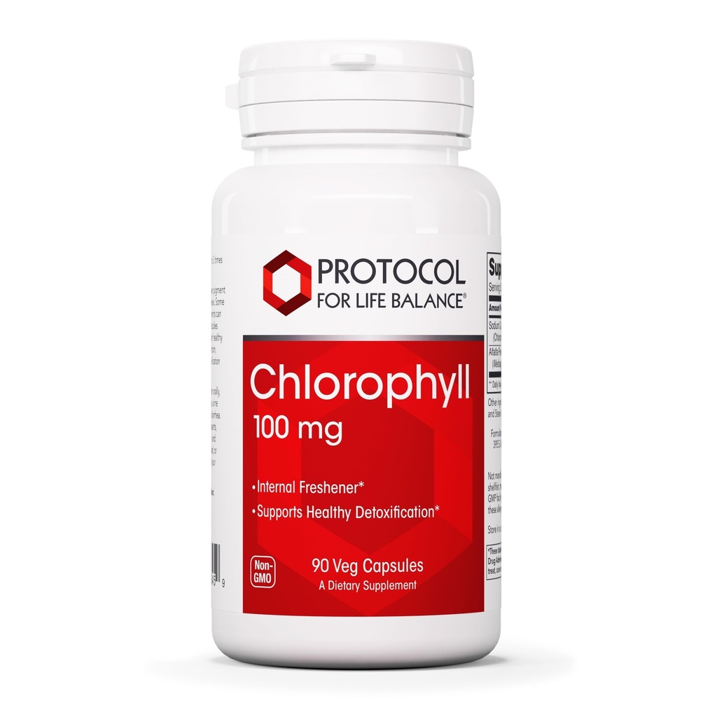 Protocol Chlorofyl - Ondersteunt detoxreiniging, leverfunctie en interne deodorant* - niet-GMO en sojavrij - 90 Veg Capsules