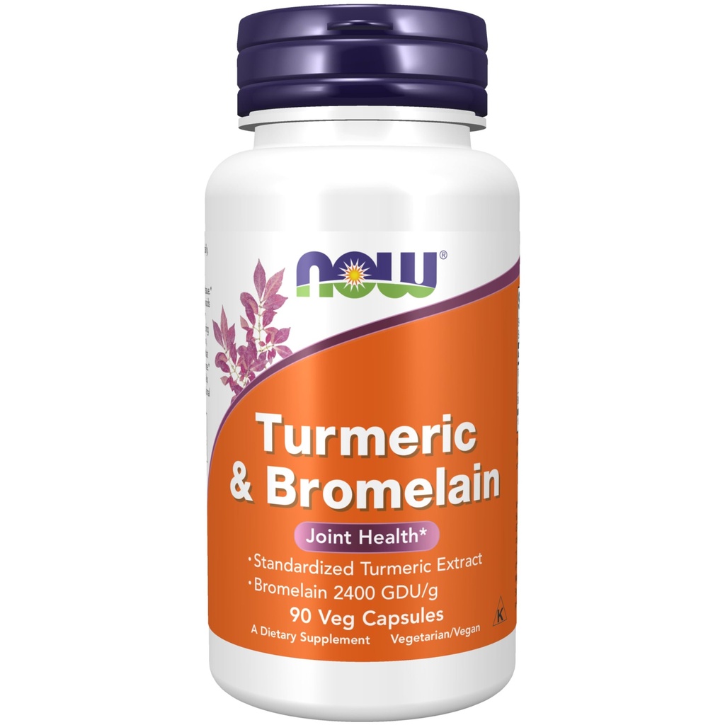 NU Voedingssupplementen, Kurkuma & Bromelain (gestandaardiseerde kurkumaextract) met bromelain 2400 GDU/g, 90 Veg Capsules