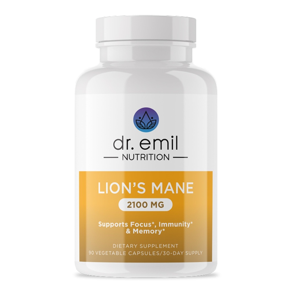 DR EMIL NUTRITION 2100mg Organische Lions Mane Supplement Capsules - Focus, Mental Clarity & Cognition - Nootrope Lion's Mane Mushroom Supplement with Organic Lions Mane
