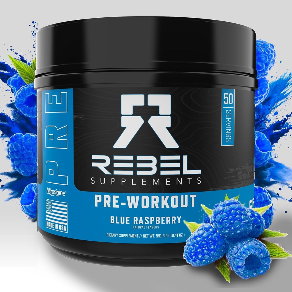 Rebel SupplementenTM Blue Razz Loaded Pre Workout 