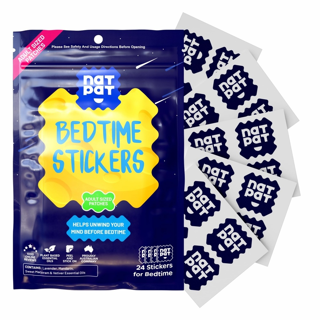 NATPAT Sleepy Patch Slaaphulp Patches - Relaxing Bedtime Stickers voor volwassenen - Plant-Based Slaap Ondersteuning - Drug & Melatonine Free Bedtime Stickers - 24 Tel.