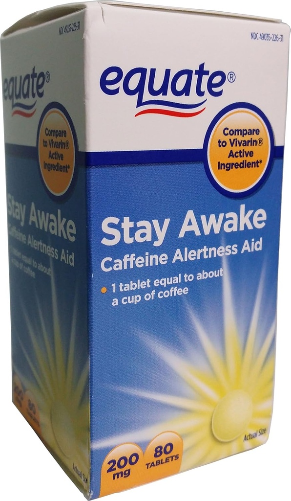 Equate Stay Awake Cafeine Alertness Aid, 80 Tablets, 200 mg