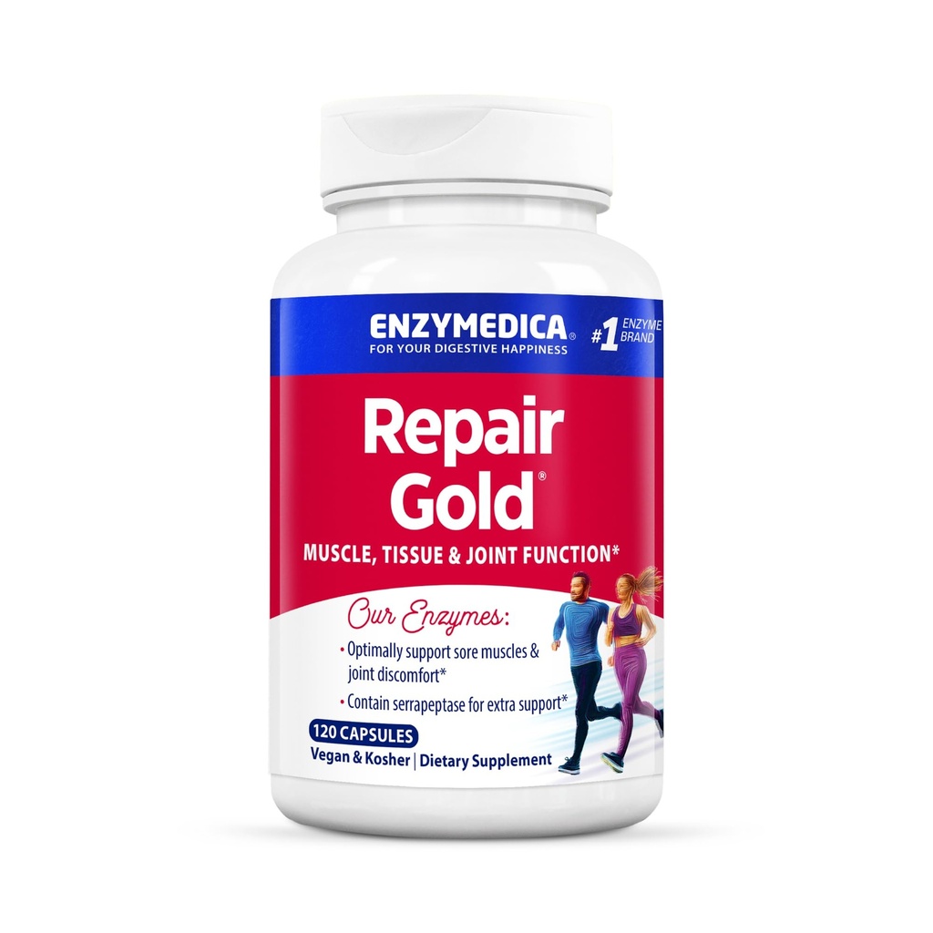 Enzymedica, Reparatie Goud, Proteolytische Enzymen, Gezamenlijke Ondersteuning Supplement, met Serrapeptase, 120 Tellen