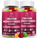 Creatine Monohydraat Gummies - 5g voor mannen en vrouwen, 160 Tel en Creatine kauwbare supplementen voor spier Gain, spierkracht, energie Boost, en spier Builder, suikervrij, veganistisch