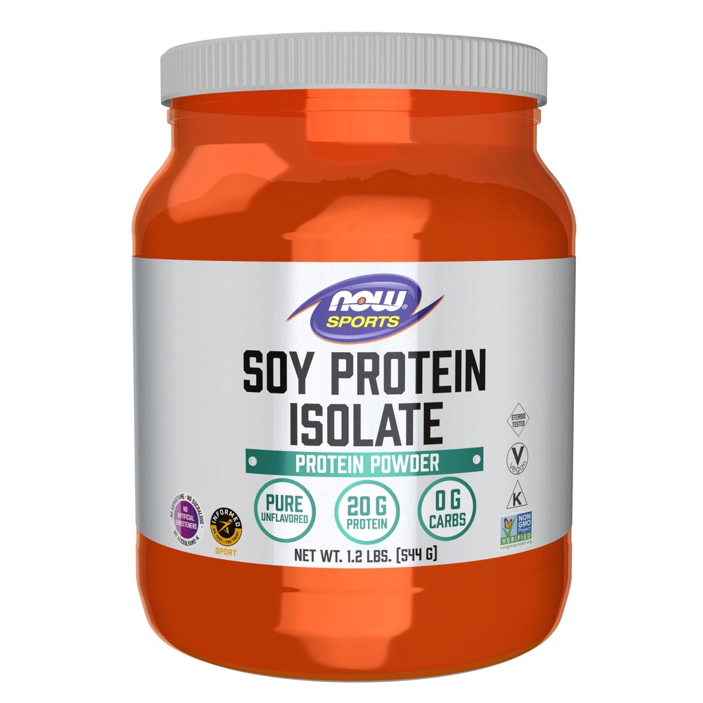 NOW Foods Sports Nutrition, Soja Proteïne Isolaat 20 G, 0 Koolgewassen, Ongearomatiseerd poeder, 1,2-pond