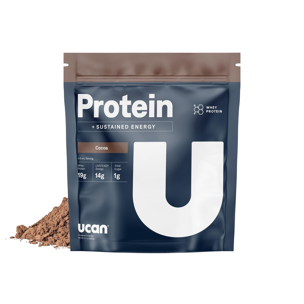 UCAN Energy + Wei Proteïne Poeder - 19g per portie met Aminozuren EAAs & BCCAs - Keto Proteïne Poeder - Geen toegevoegde Suiker, Glutenvrij - Cacao - 12 porties