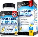 Triple Strength Omega 3 Fish Oil 3000mg - High Potency Omega 3 Supplement voor vrouwen en mannen, Burpless Lemon Flavor Fish Oil - 2250mg essentiële vetzuren met DHA & EPA, Wild Caught, 90 Softgels