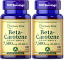 Puritan's Pride Beta Caroteen for Immune and Eye Health ter ondersteuning van een gezond immuunsysteem 100 Softgels (pakket van 2)