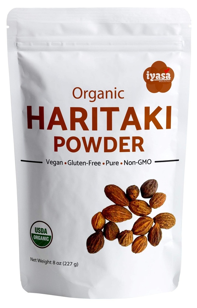 Iyasa Holistiek Biologische Haritaki Fruitpoeder Harde Harad Terminalia chebula Kadakapudi 8Oz 225Gm Vertering Gasrelief Gezonde Bowel Functie Ayurveda Superfood Hersluitbare Pouch