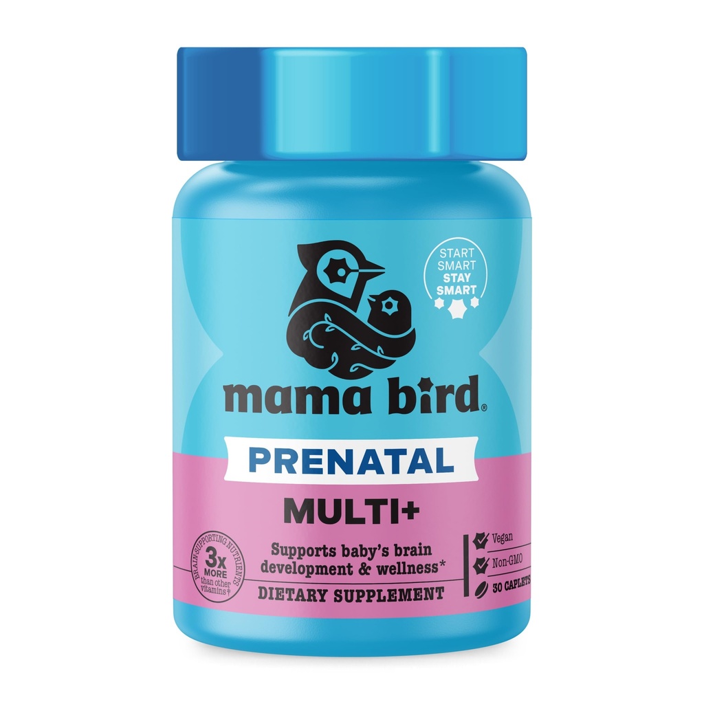Best Nest Wellness Mama Bird Prenatal Multi Plus - Prenatal Care Supplement Ondersteunt Hersenen & Digestieve Gezondheid - Vegan Multivitamine met L-methylfolaat, Probiotica & Meer - 30 Capletes (30 porties)