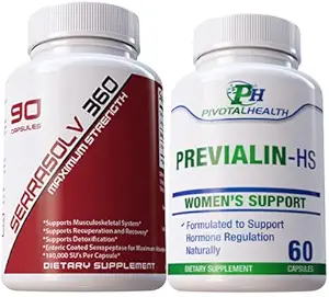 Serrraolv 360: Extra sterkte Fibriod Package - Fibroïden snel oplossen (Serrasolv 360 90 Cap & Previalin 60 Cap) Ook helpt met opgeblazen, ongemak en balancing Hormonen