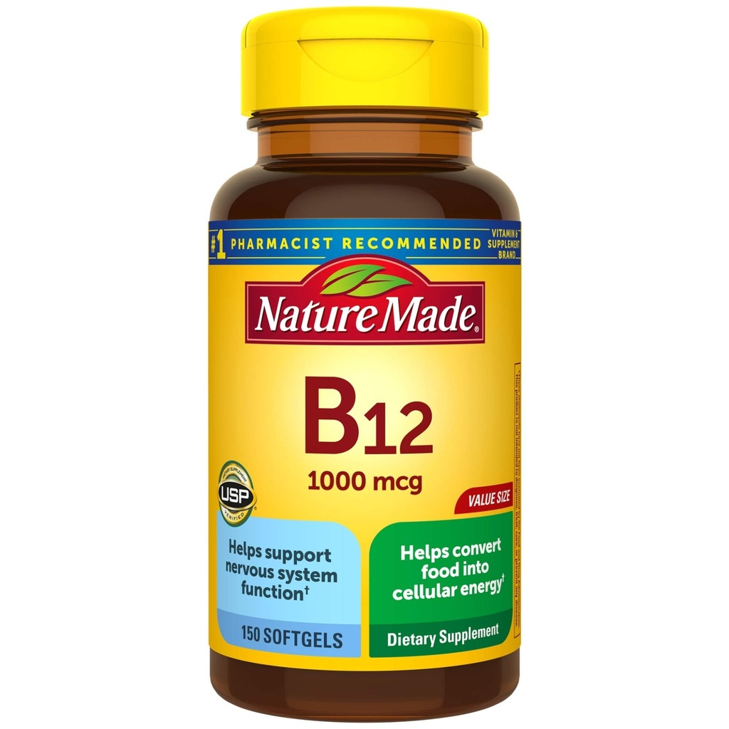 Vitamine B12 1000 mcg Softgels, 150 Telwaarde