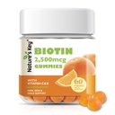 Nature's Key Biotin Gummies met vitamine C en E, ondersteuning van haarnagels Groei en mooie huid voor vrouwen Mannen en kinderen, Veganist, Oranje Smaken 60 Tellen