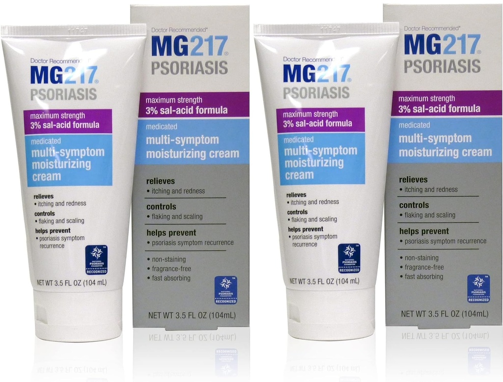 MG217 Gemedicineerde vochtinbrengende Psoriasis Crème met 3% Salicylzuur, Multi-Symptoom, Fragrance Free, 3,5 Fl Oz, (5604) (pakket van 2)