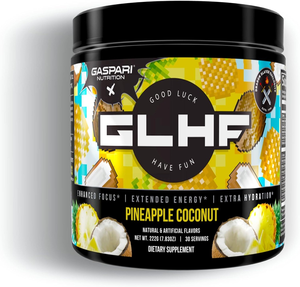 Gaspari Nutrition x GLHF Gaming Energy, Enhanced Focus, Extra Energy, Verbeterde Hydration (30 Servers) (Pineapple Coconut)