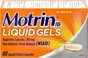 Motrin IB 200mg Ibuprofène Gel liquide analgésique/réducteur de fièvre pour les douleurs, 80 ct