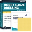 Honey Gauze Wound Dressing, 4" x 4" Manuka Honey Wound Care, Medical Grade Honing Bandages for Wound Care, Honey Patch for Faster Healing from Burns, Abrasions, Cuts and Scalds (Pack of 10)