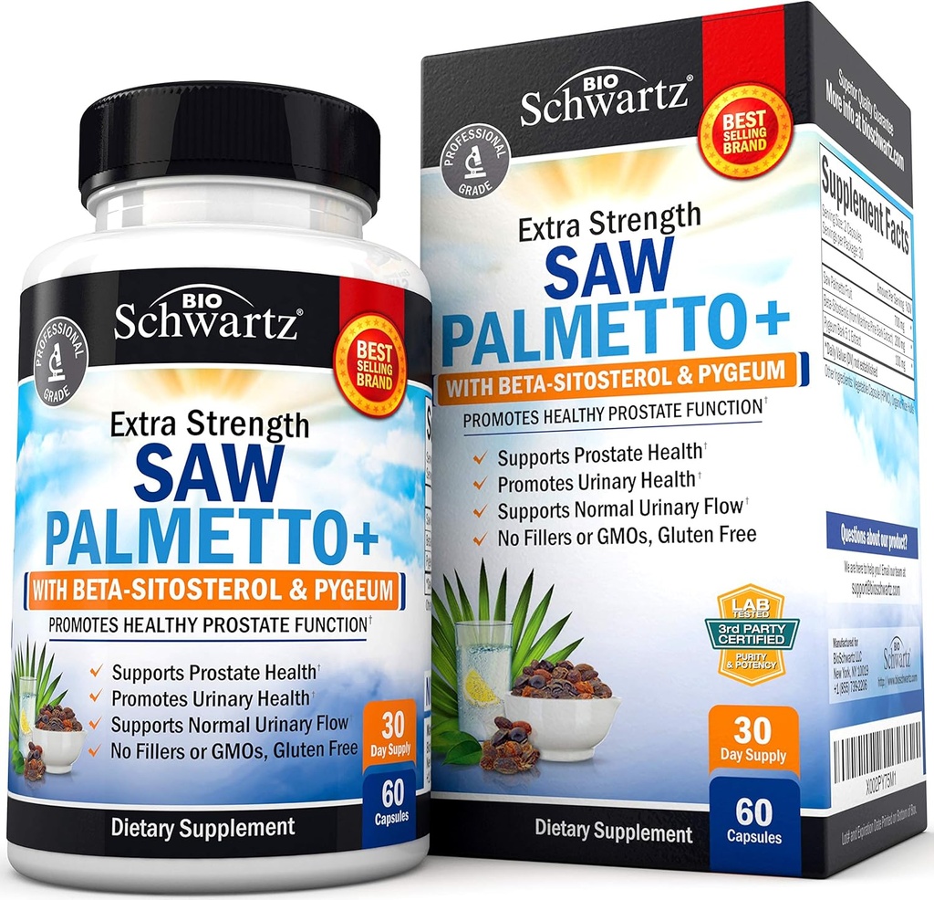 Zag Palmetto voor mannen met Pygeum Bark Extract en Beta-Sitosterol - Ondersteunt Prostaat Gezondheid en Gezonde Prostaat Functie - Bevordert urinaire gezondheid en normale urinestroom - Niet GGO Glutenvrij 60 Ct