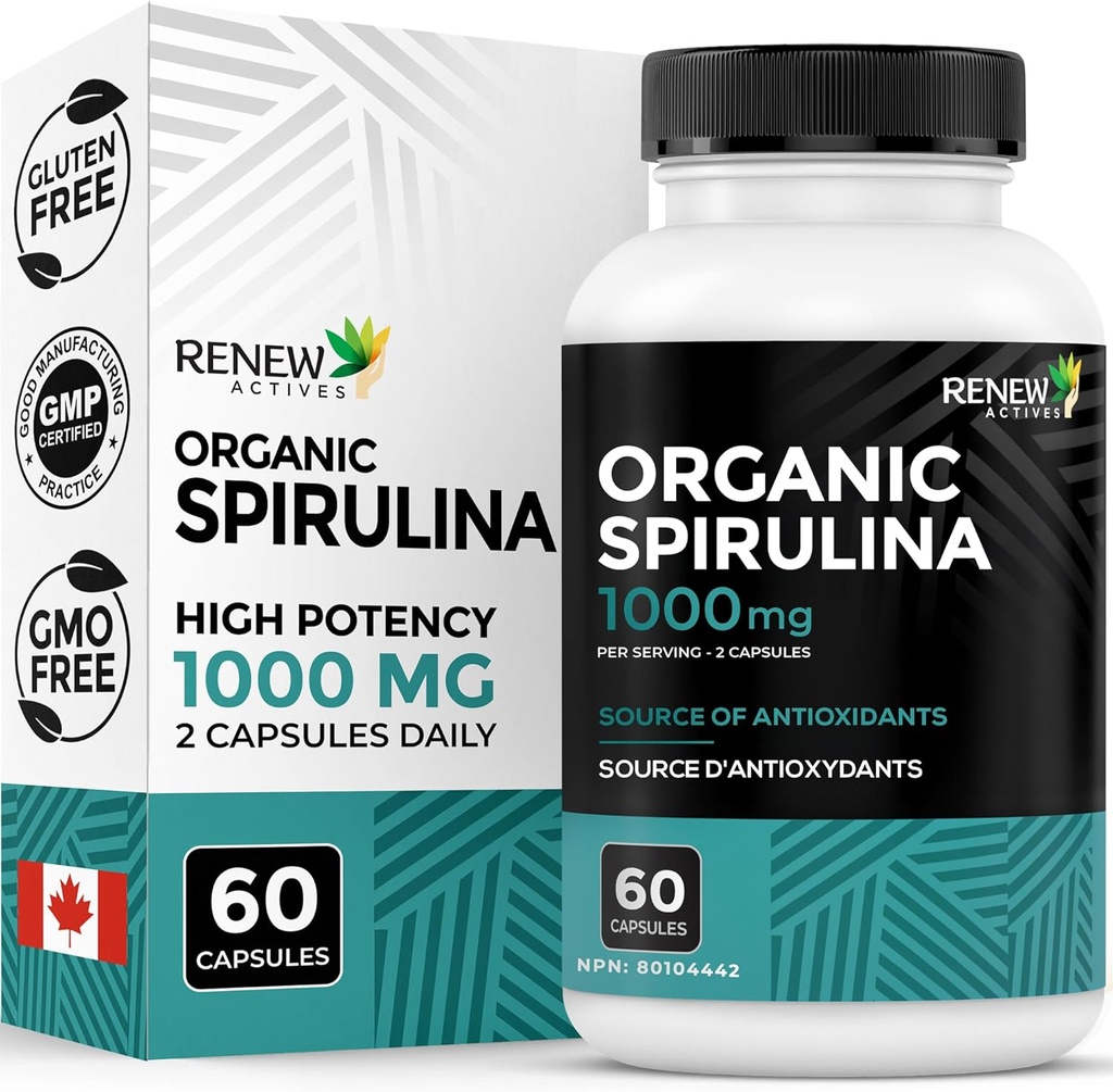 Renew Actives Organic Spirulina 1000MG per 2 Capsules 
