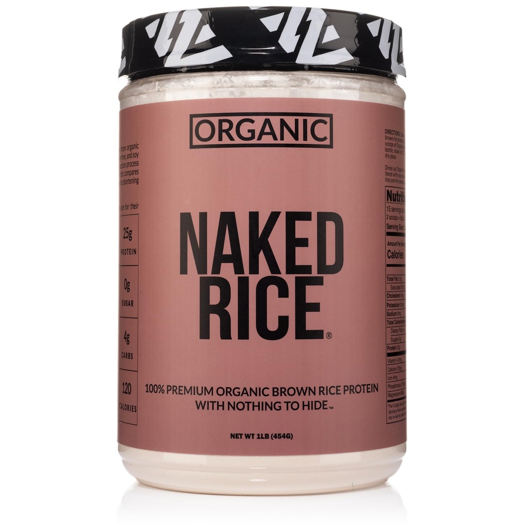 Riz nu 1Lb - Poudre de protéines de riz brun biologique - Poudre de protéines végétales, sans OGM, sans gluten et sans soja.