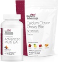 Bariatric Voordeel Kauwbare Geavanceerde Multi EA zonder ijzer - Gemengde Fruit, 60 Tel en Calcium Citrate Chewy Bites 500 mg - Assorted Fruit smaak, 90 Tellen