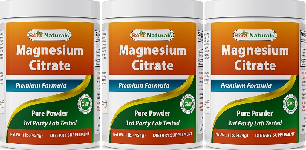 Best Naturals Magnesium Citrate Powder 1 pond (1 LB (verpakking 3))